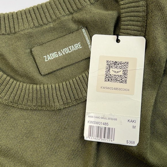 NWT Zadig & Voltaire Miss Camo Skull Strass Sweater   SZ-M - Picture 11 of 15
